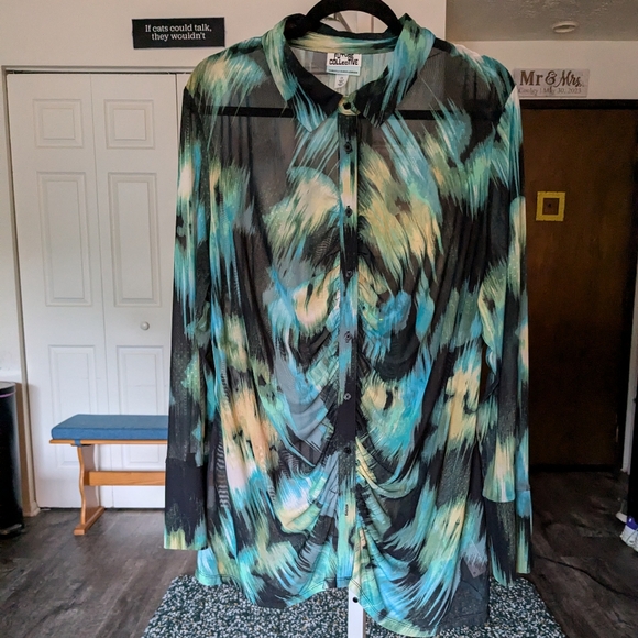 Future Collective Semi-Sheer Button-Down - Picture 1 of 6